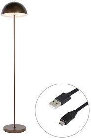 Candeeiro de pé exterior bronze escuro recarregável com dimmer 3 passos - Keira