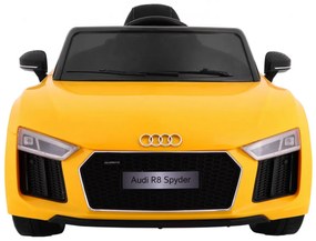 Carro elétrico para Crianças 12V AUDI R8 Spyder RS Rodas EVA, Assento de couro Amarelo