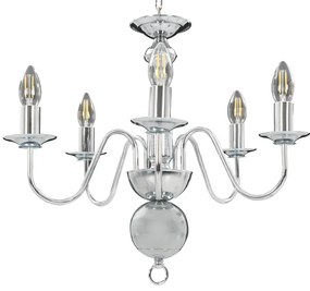 Lustre de 5 lâmpadas E14 prateado