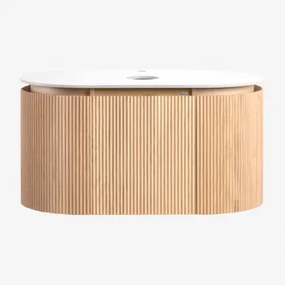Conjunto De Móvel De Casa De Banho Suspenso 90x50 Cm Em Madeira Carsone Madeira Natural & Sem Unidade Auxiliar & Sem Lavatório & Sem Espelho & Sem Tor