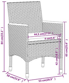 5 pcs conjunto lounge para jardim vime PE cinzento