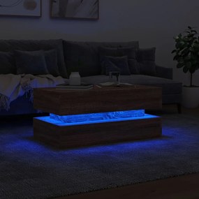 Mesa de centro com luzes LED 90x50x40 cm carvalho castanho