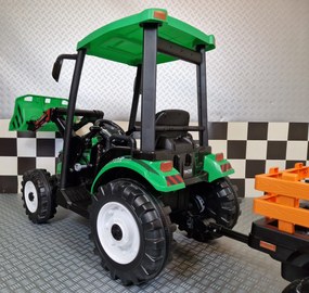 Trator infantil para crianças 3 a 5 anos de 24V com reboque Verde
