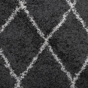 Tapete shaggy de pelo alto PAMPLONA 160x230 cm preto e creme