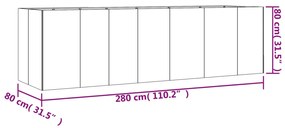 Canteiro elevado de jardim 280x80x80 cm aço corten