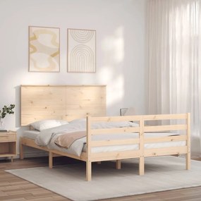 3195191 vidaXL Estrutura de cama de casal c/ cabeceira madeira maciça