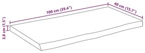 Tampo de mesa c/ borda viva 100x40x3,8 cm mangueira maciça