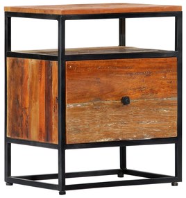 Mesa de cabeceira 40x30x50 cm madeira recuperada maciça e aço