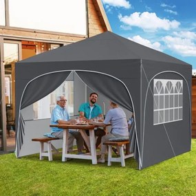 Tenda Jardim. Festas, Eventos 3 x 3 m Pop UP com 4 Paredes om4 Sacos de Areia, com Bolsa Transporte Cinzenta