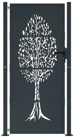 Portão de jardim 105x180 cm aço design árvore antracite