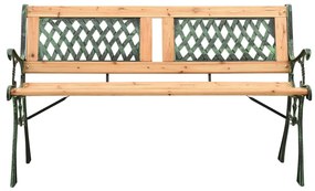 Banco de jardim 122 cm ferro fundido e madeira de abeto maciça