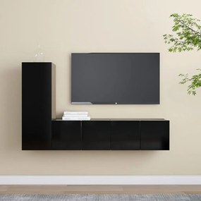 vidaXL 3 pcs conjunto de móveis de TV derivados de madeira preto