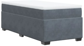 Cama com molas/colchão 100x200 cm veludo cinza-escuro