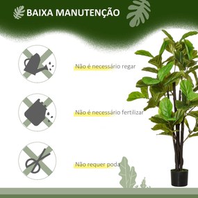 HOMCOM Planta Artificial Ficus 130 cm com 78 Folhas e Vaso de Planta A