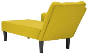 Chaise-longue com apoio de braço direito veludo amarelo