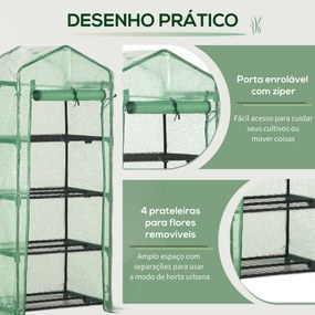 Estufa de Jardim com 4 Prateleiras e Cobertura de PE Estufa de Aço par