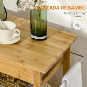 Carrinho de Cozinha Wham em Bambu - Design Natura