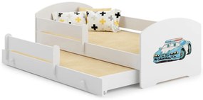 Cama infantil  dupla Luk 160x80 polícia branca - colchão e estrado incluído