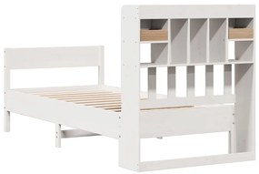 Cama com estante sem colchão 90x200 cm pinho maciço branco