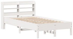 Cama sem colchão 120x190 cm madeira de pinho maciça branco