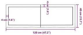 Prateleira de parede 120x40x(2-4) cm carvalho tratado castanho