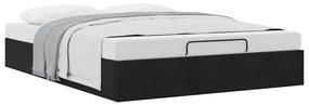 Estrutura de cama otomana sem colchão 140x190 cm veludo preto