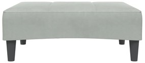 Sofá-cama 2 lugares c/ apoio de pés veludo cinza-claro