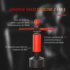 Punching Ball de Boxe com Barra Giratória 360° e Altura Ajustável – 15