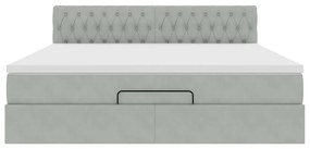 Estrutura de cama otomana com colchão 160x200 cm cinzento claro
