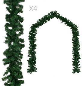 Grinalda de Natal 4 pcs 270 cm PVC verde