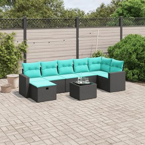 vidaXL 8 pcs conjunto de sofás p/ jardim c/ almofadões vime PE preto