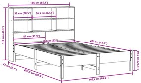 Cama com estante sem colchão 160x200 cm pinho maciço branco
