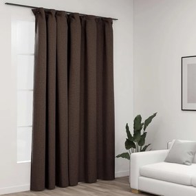 321207 vidaXL Cortinas opacas asp. linho ganchos 290x245cm cinza-acastanhado