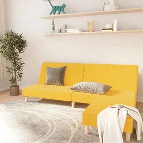 vidaXL Sofá-cama de 2 lugares com apoio de pés tecido amarelo