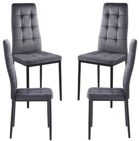 Pack 4 Cadeiras Lan Veludo - Cinza escuro