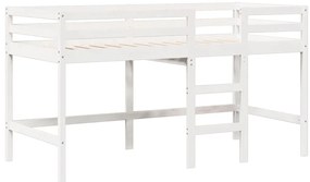 Cama alta com telhado 75x190 cm pinho maciço branco
