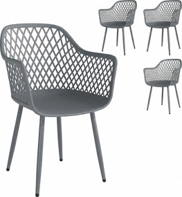 Outsunny Conjunto de 4 Cadeiras de Jardim resistentes a UV em plástico com Apoio de Braço e Encosto 56 x 51 x 84 cm Cinza escuro | Aosom Portugal