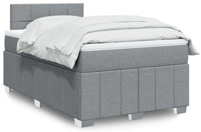 vidaXL Cama com molas/colchão 120x200 cm tecido cinza-claro
