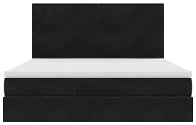 Estrutura de cama otomana com colchões 160x200 cm veludo preto