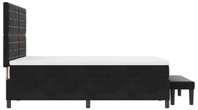 Cama Box Spring com Colchão e Banco Preto 160x200 cm Veludo