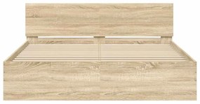 Estrutura de cama com cabeceira 150x200 cm carvalho sonoma