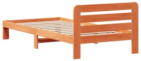 Cama sem colchão 90x190 cm madeira de pinho maciça castanho-mel