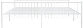 Estrutura de cama com cabeceira e pés 200x200 cm metal branco