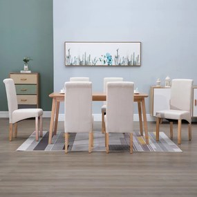 vidaXL Cadeiras de jantar 6 pcs tecido cor creme