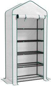 Outsunny Estufa de Jardim Estufa 5 Níveis com 1 Porta de Rolo Cobertura em PP Reforçada Resistente 90x49x193 cm | Aosom Portugal