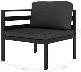 6 pcs conjunto lounge jardim com almofadões alumínio antracite