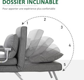 Poltrona com aquecimento, sofá-cama conversível de 1 lugar e com capa removível cinzento claro