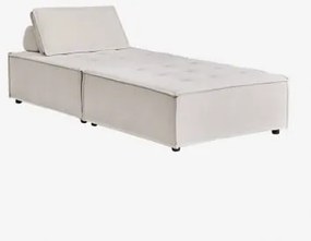 Conjunto De Sala De Estar Com Poltrona E Pufe Em Tecido Vermont Chenille Bege Creme - Sklum