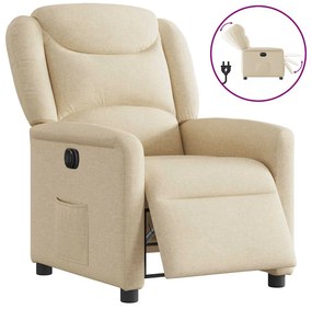 vidaXL Poltrona reclinável elétrica tecido cor creme