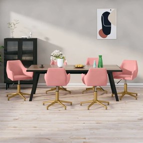 vidaXL Cadeiras de jantar giratórias 6 pcs veludo rosa
